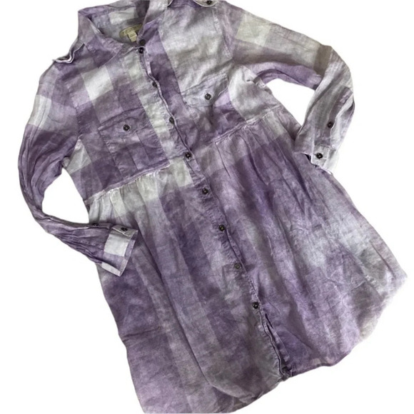 Burberry Girls Cotton Tunic Sz L Ombré Purple Plaid - Picture 1 of 7